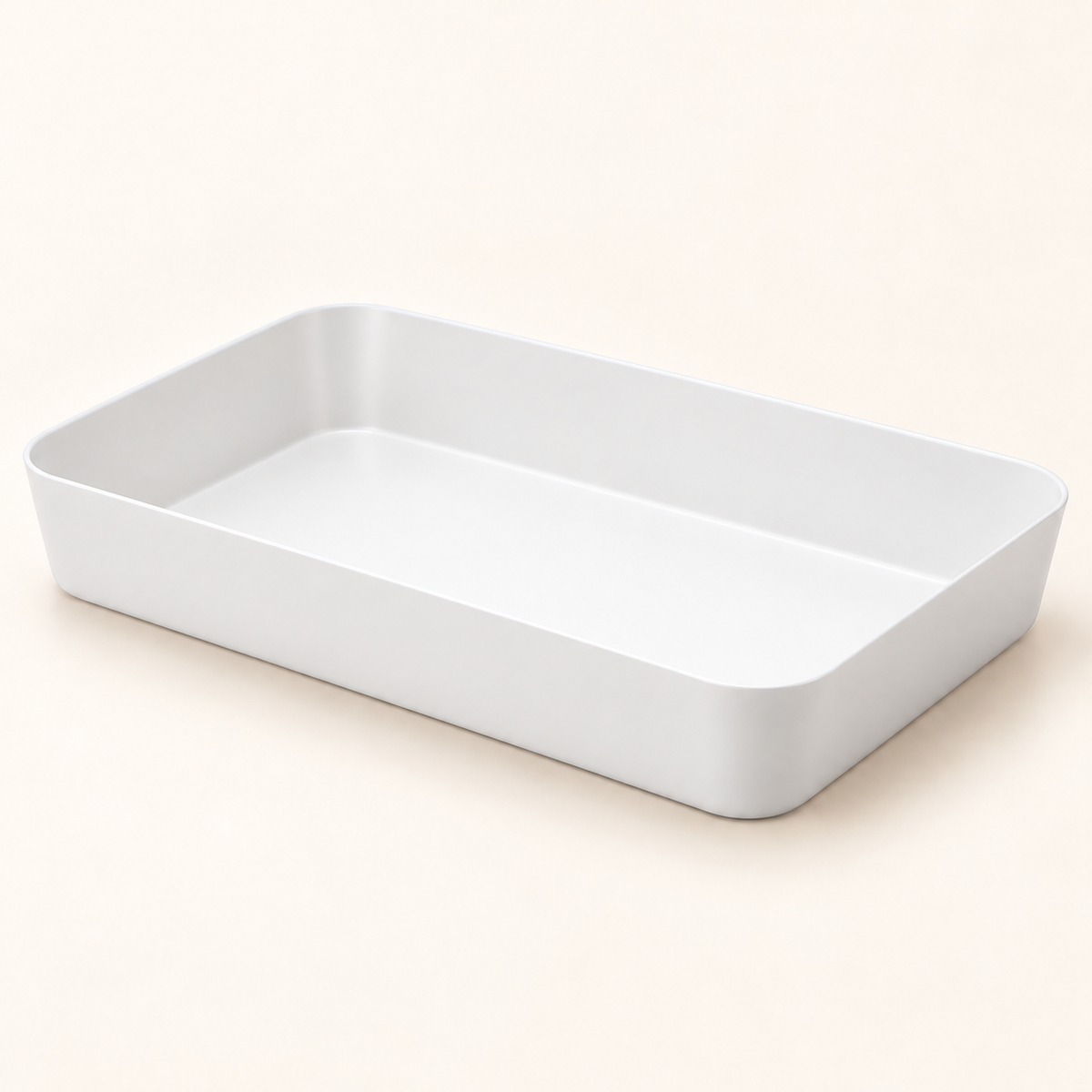 White modular drawer organizer tray for kitchen, bathroom, desk and small-item storage
