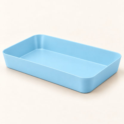 Sky blue modular drawer organizer tray for kitchen, bathroom, desk and small-item storage